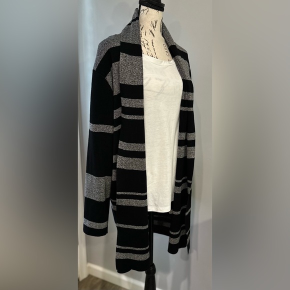 🧶 🧶 Calvin Klein Black and Grey Open Cardigan Sweater – Size XL - Picture 8 of 8